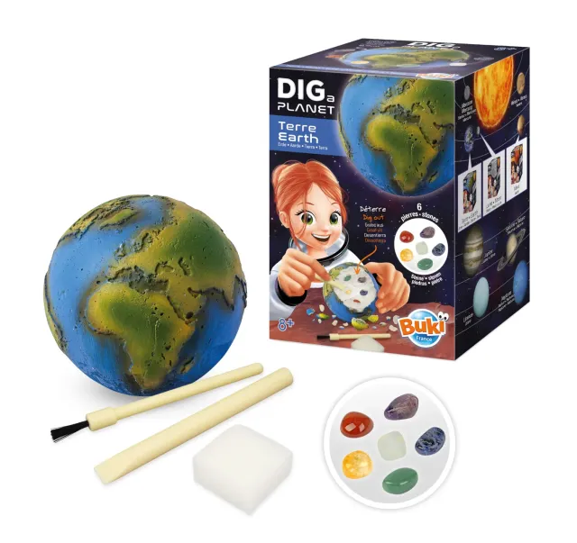 Buki France Dig a Planet Erde Ausgrabungsset 6 Steine