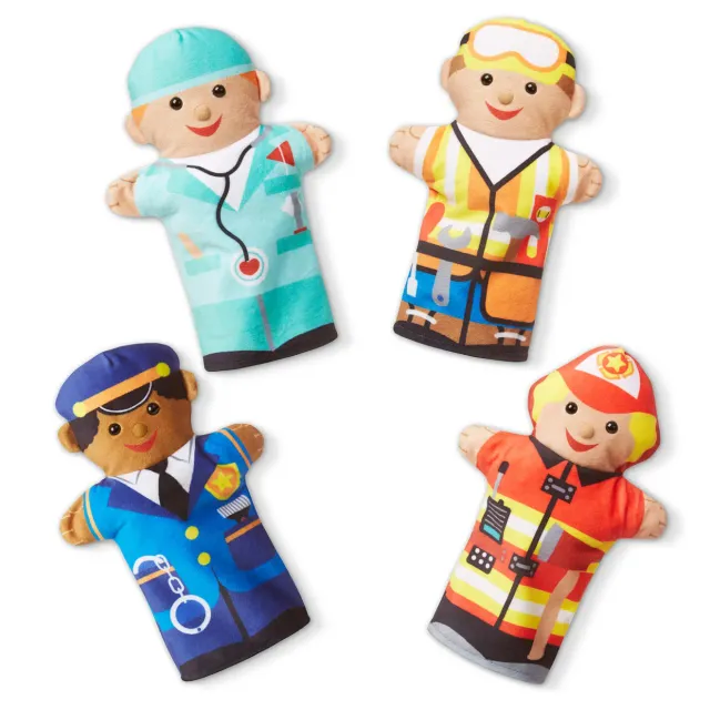 Melissa & Doug Jolly Helpers Handpuppen 4er Set Berufe Stoff