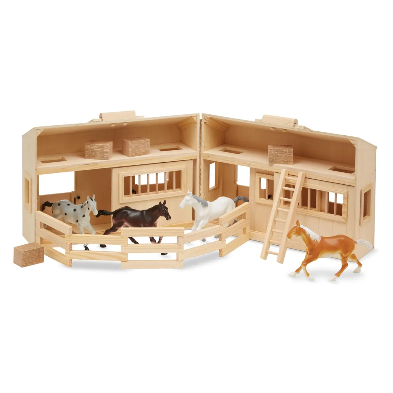 Melissa & Doug Fold & Go Stable Pferdestall Holz 4 Pferde