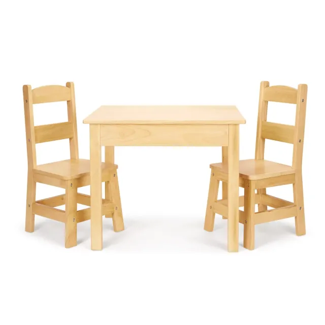 Melissa & Doug Kindertisch mit Stühlen Holz Natur 3tlg