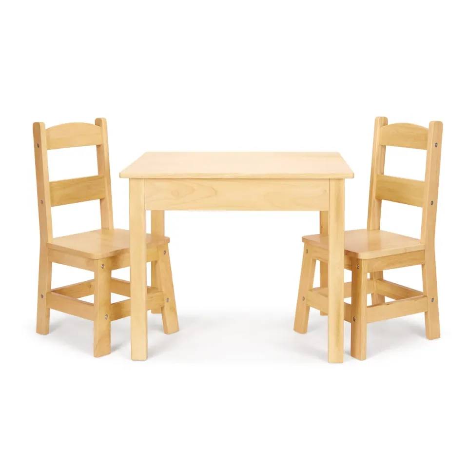 Melissa & Doug Kindertisch mit Stühlen Holz Natur 3tlg