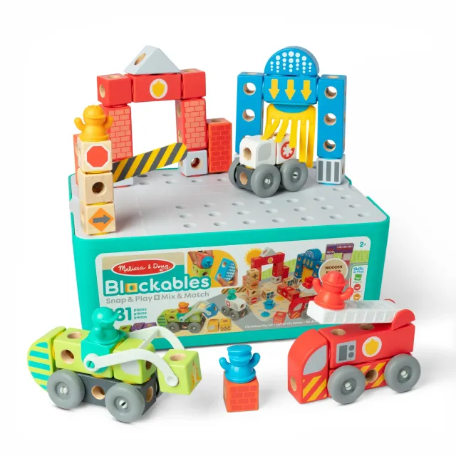 Melissa & Doug Blockables City Deluxe Bausteine Holz 131-tlg