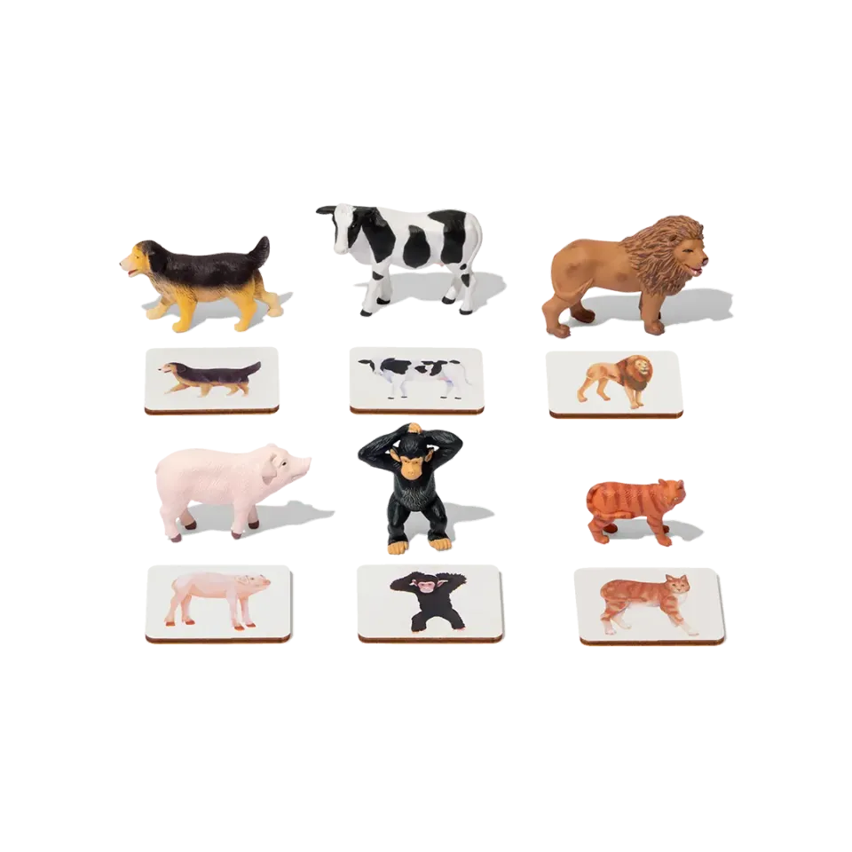 Lovevery Animal Match Löwe Tierfigur mit Karte