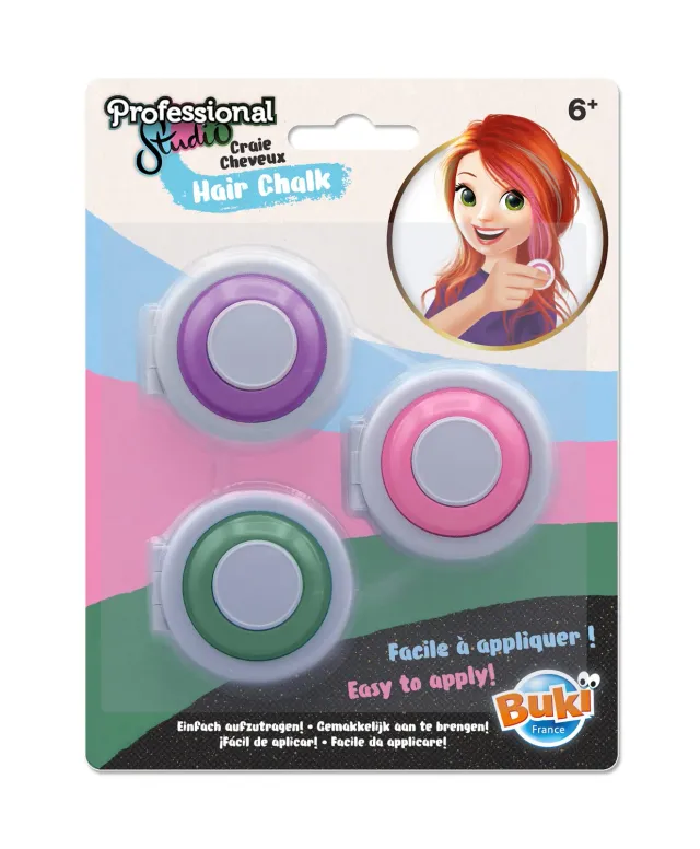 Buki PS103 Haarkreide Set 3 Farben Lila Grün Rosa