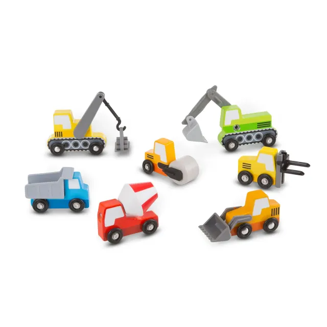 Melissa and Doug Wooden Construction Site Vehicles Baufahrzeuge 8-teilig
