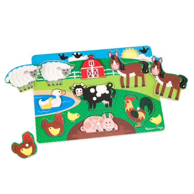 Melissa & Doug Farm Steckpuzzle Holz 8 Teile Bauernhof
