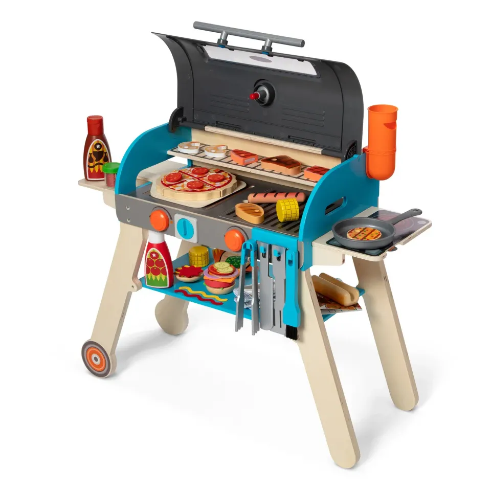 Melissa & Doug Grill Pizzaofen Spielset Holz 60-tlg