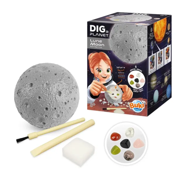 Buki France Dig a Planet Mond Ausgrabungsset 6 Steine ab 8 J.