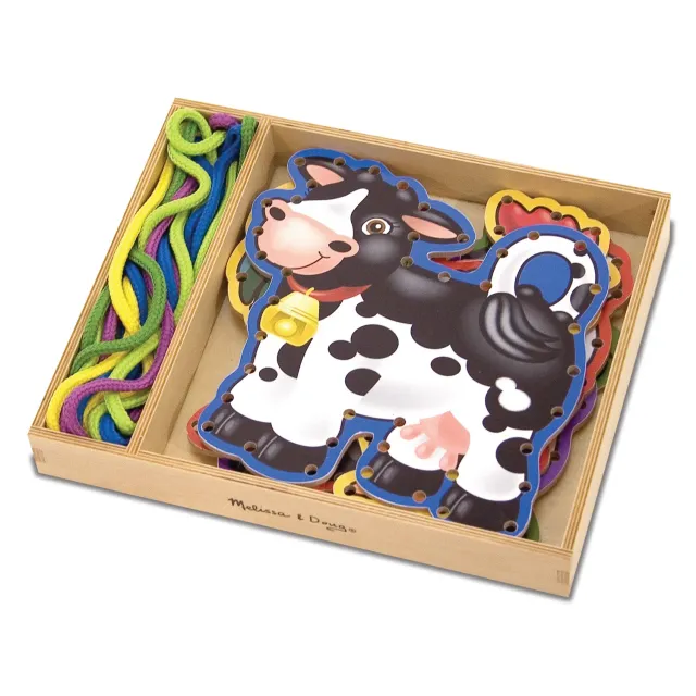 Melissa & Doug Lace & Trace Farm Fädelspiel Holz 5-teilig