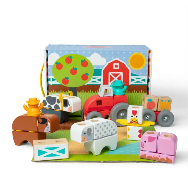 Melissa & Doug Blockables Bauernhof Bauklötze-Set Holz ab 2 Jahre