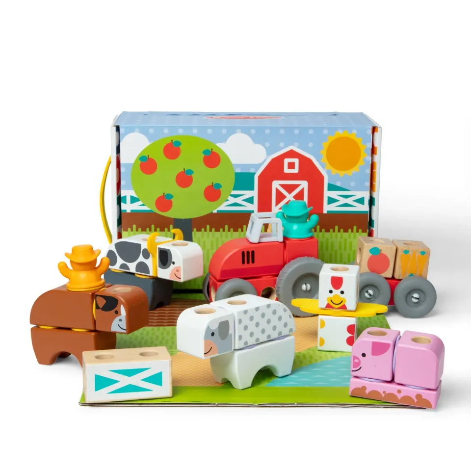 Melissa & Doug Blockables Bauernhof Bauklötze-Set Holz ab 2 Jahre