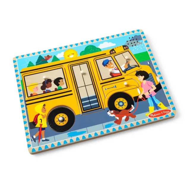 Melissa & Doug Wheels on the Bus Holzpuzzle 6 Teile mit Sound ab 2 Jahre