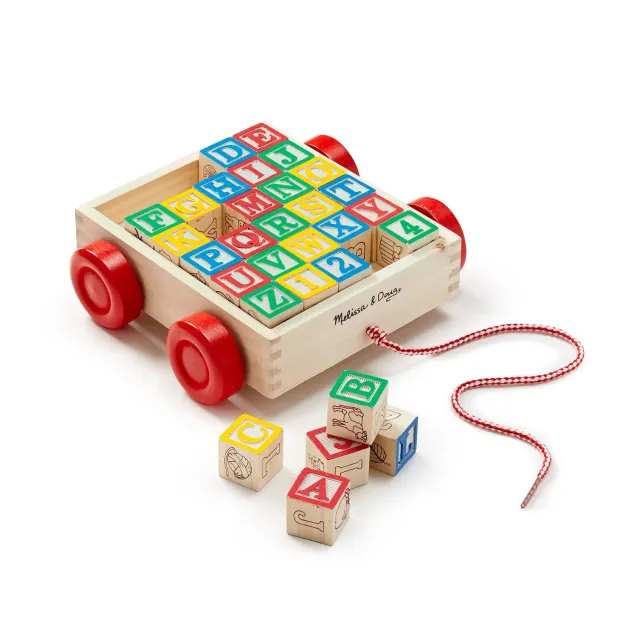 Melissa & Doug Classic ABC Block Cart Bauklötze Holz 30-tlg