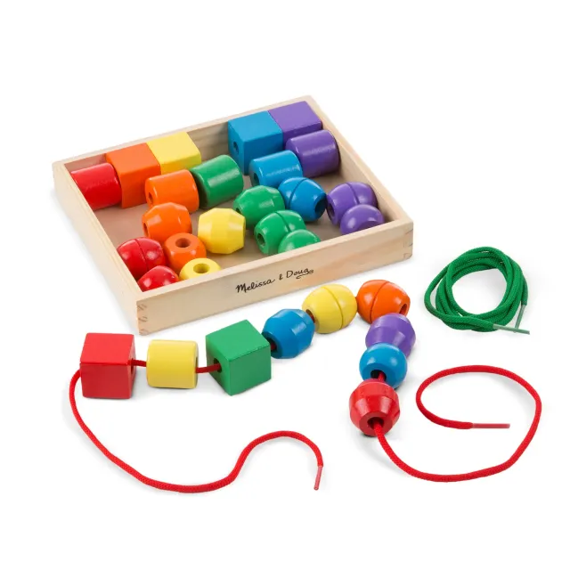 Melissa & Doug Primary Lacing Beads Fädelperlen Holz 30-tlg