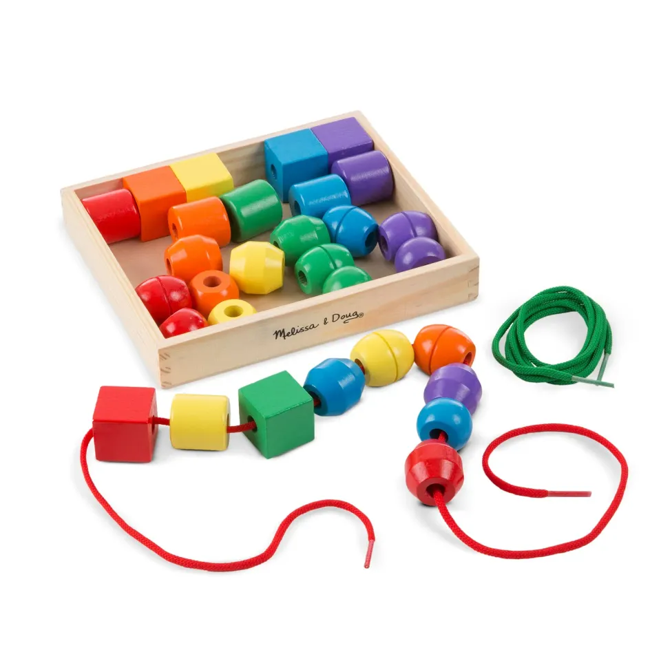 Melissa & Doug Primary Lacing Beads Fädelperlen Holz 30-tlg