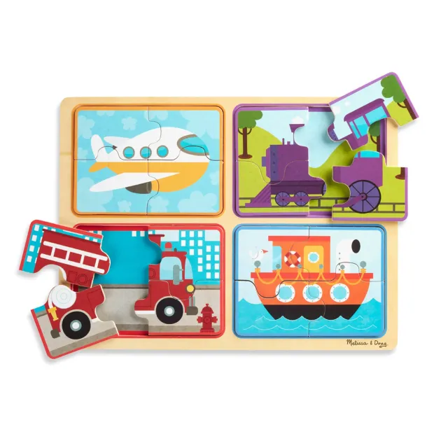 Melissa & Doug Natural Play Ready Set Go Holzpuzzle Fahrzeuge