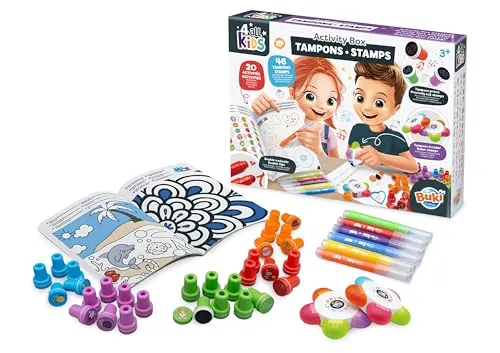 Buki FK012 Stempel-Set 45+ Stempel Bastelset 5 Farben ab 3 Jahre