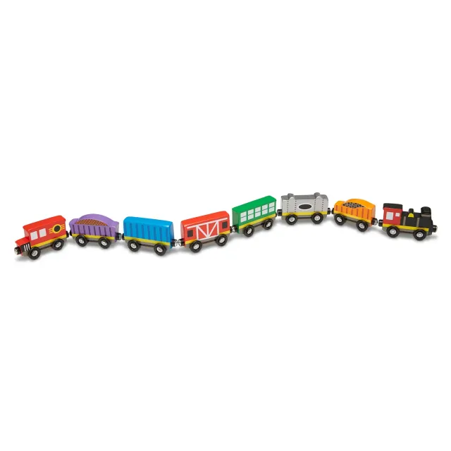 Melissa & Doug Magnetic Wooden Train Cars Holzeisenbahn 8-teilig