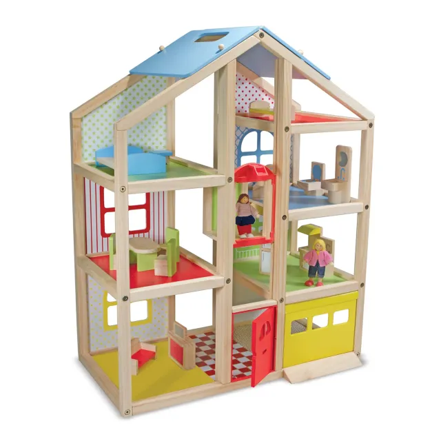Melissa & Doug Hi-Rise Puppenhaus Holz mit Möbeln