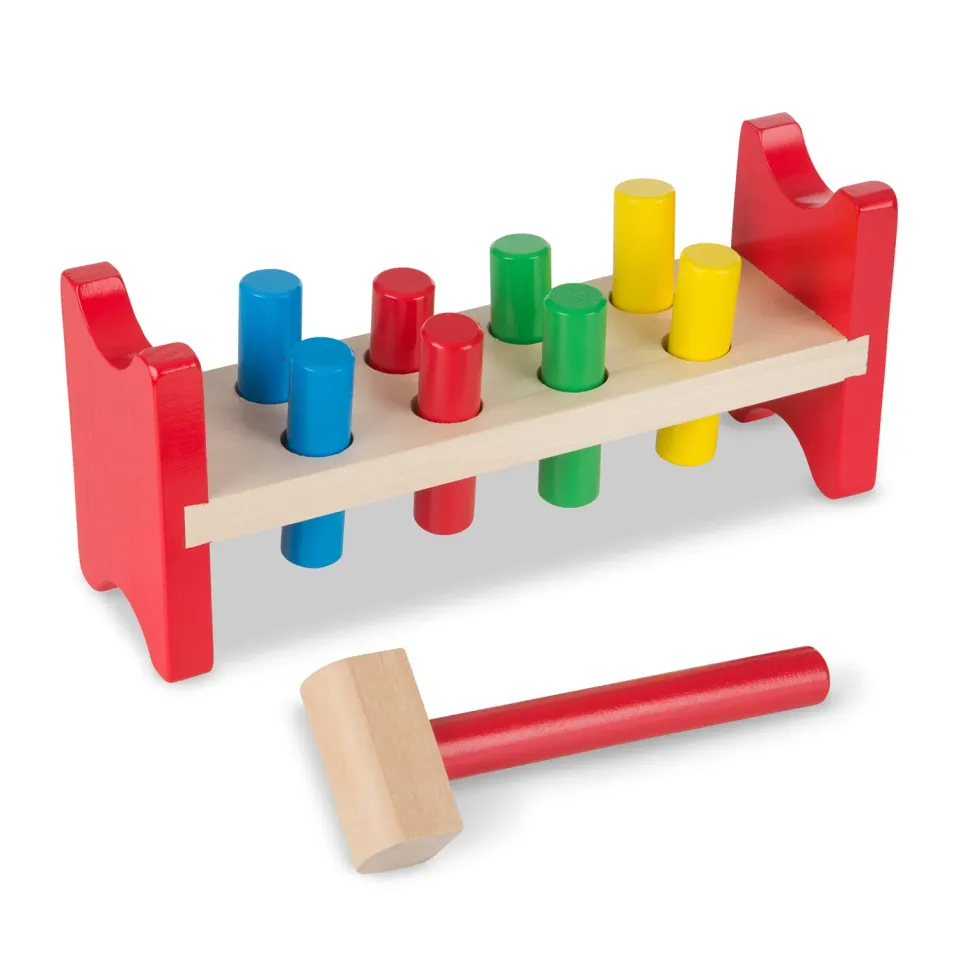 Melissa & Doug Pound-a-Peg Klopfbank Holz mit Hammer 8 Zapfen