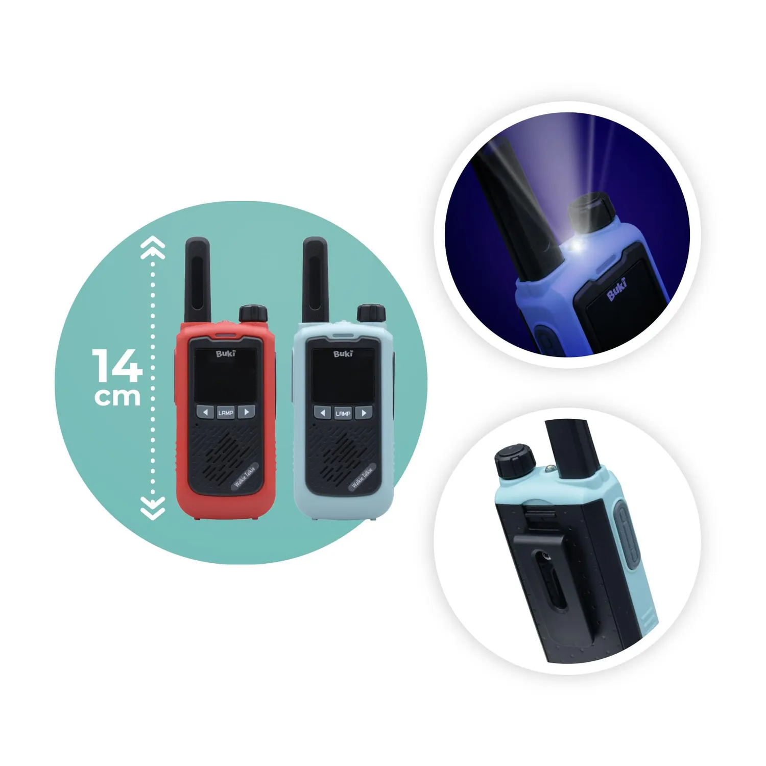 Buki TW05 Walkie Talkie schwarz 2er-Set 5 km wiederaufladbar