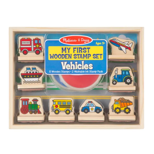 Melissa & Doug My First Stempelset Fahrzeuge Holz 8tlg