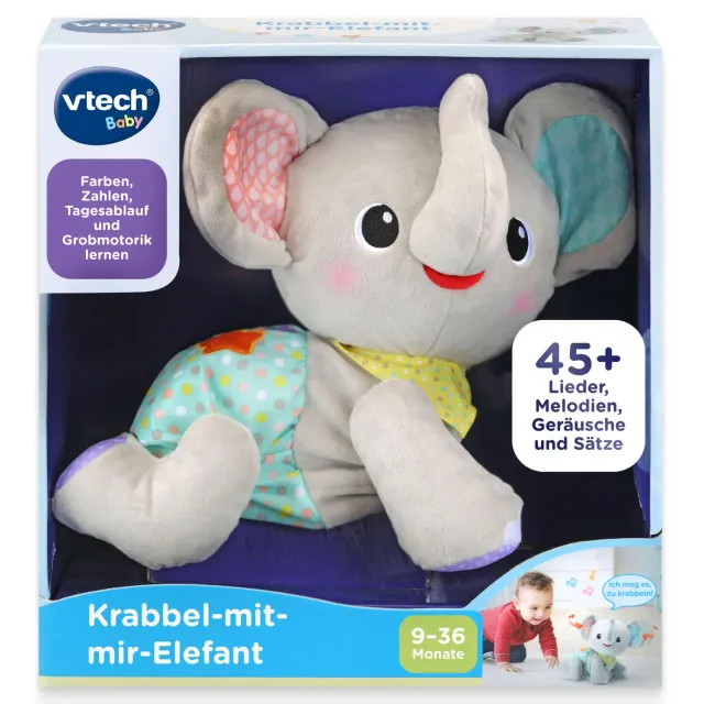 VTech Krabbel-mit-mir Elefant Plüschtier mit Musik 9-36 Monate