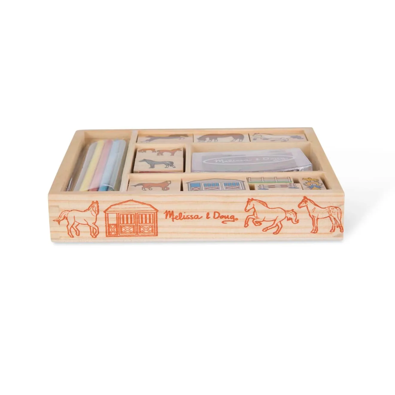Melissa & Doug Horses Stempelset Holz 9 Teile Pferde
