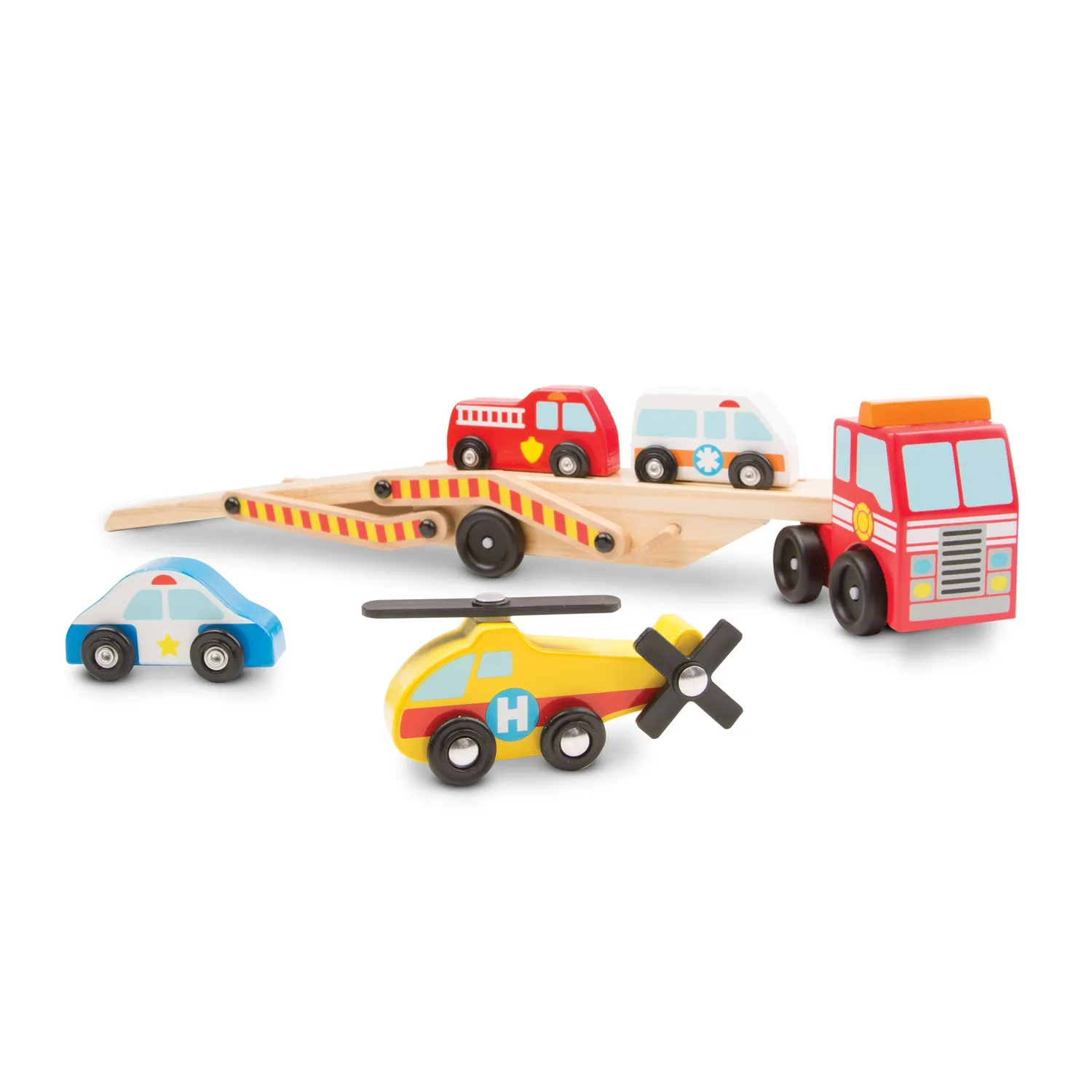 Melissa & Doug Emergency Vehicle Carrier Transporter Holz 4 Autos