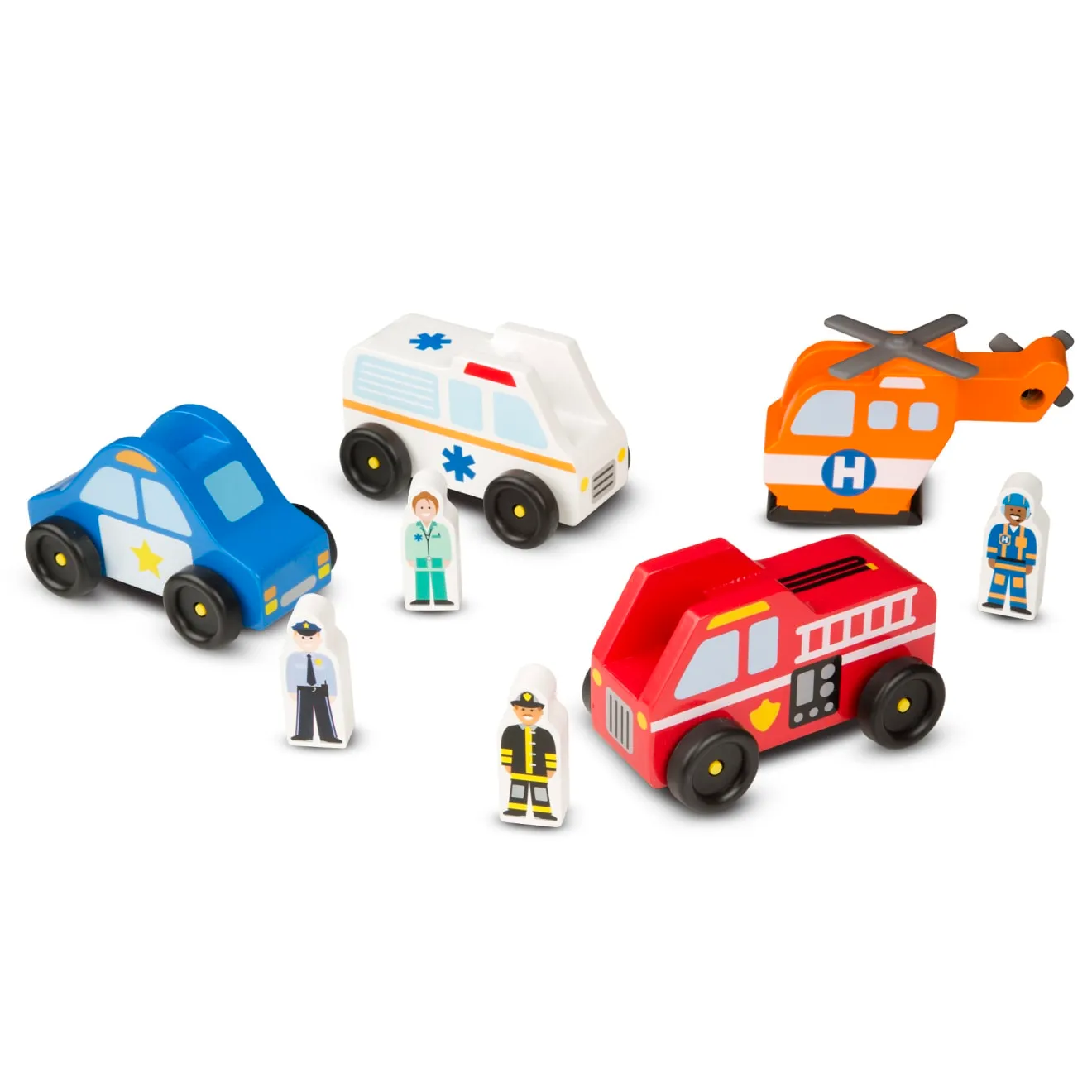 Melissa & Doug Emergency Vehicle Set Holzautos 4er Set Holz