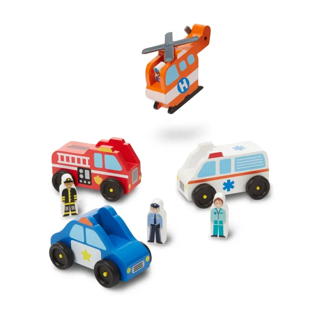 Melissa & Doug Emergency Vehicle Set Holzautos 4er Set Holz