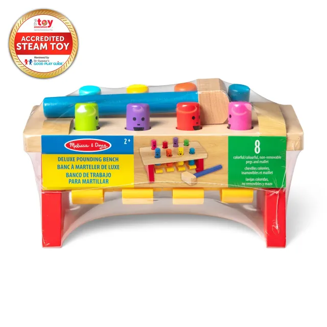 Melissa & Doug Deluxe Pounding Bench Klopfbank Holz 8 Stifte