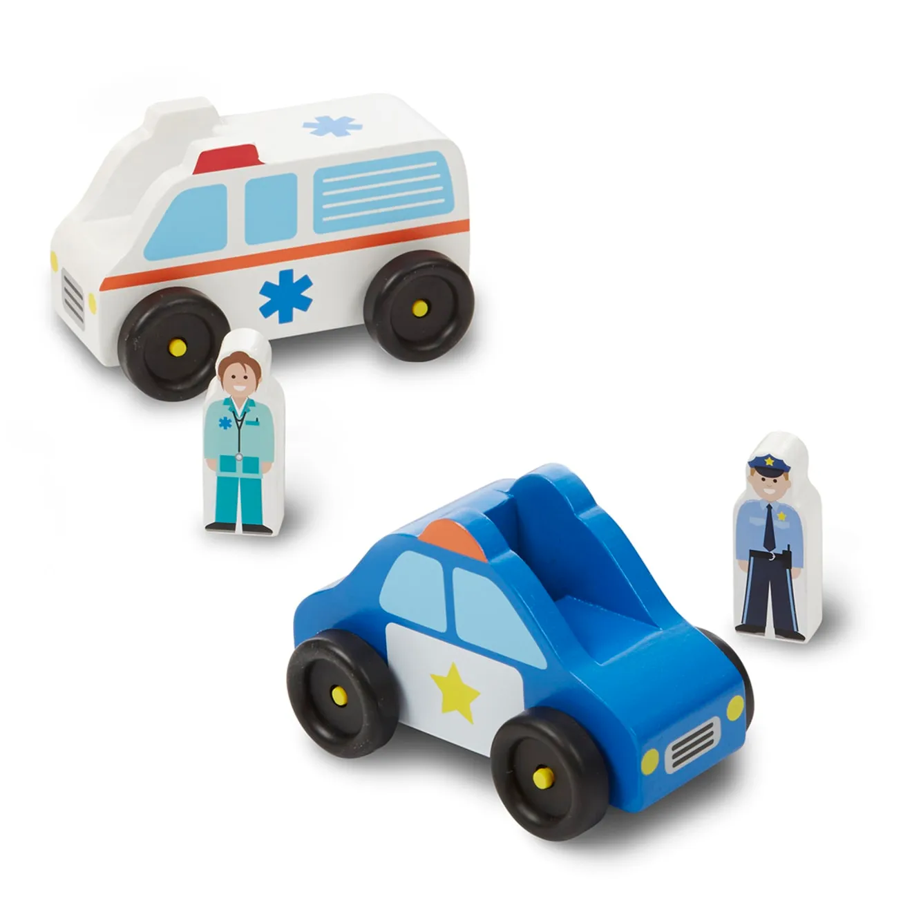 Melissa & Doug Emergency Vehicle Set Holzautos 4er Set Holz