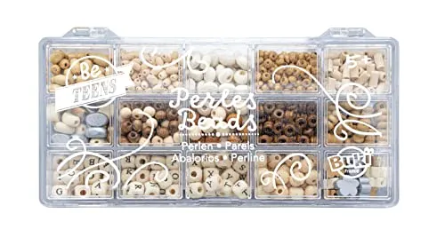 Buki France PE014 Holzperlen Box Natur 90 g Buchstaben