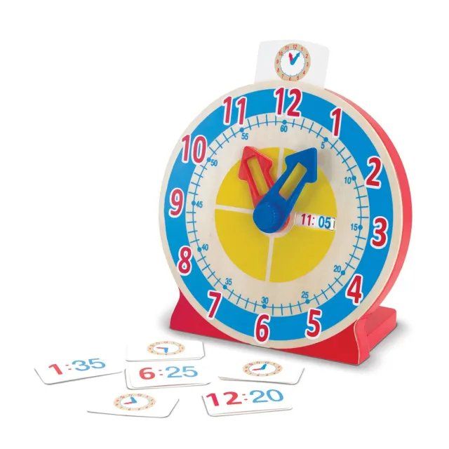Melissa & Doug Turn & Tell Lernuhr Holz mit 13 Karten