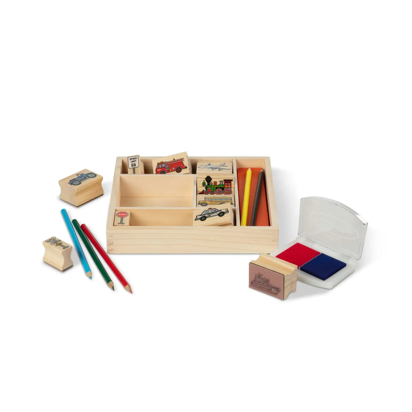 Melissa & Doug Wooden Stamp Set Stempelset Fahrzeuge