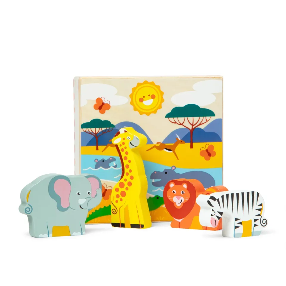 Melissa & Doug Safari Tierpuzzle Holz 4 Tiere Kiste