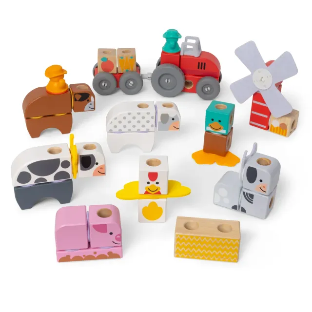 Melissa & Doug Blockables Farm and Farm Friends Steckbausteine 2er-Set Holz