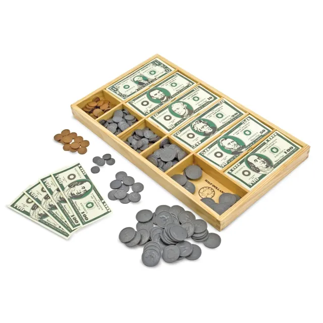 Melissa & Doug Classic Spielgeld Set Holzkasse Rechnen