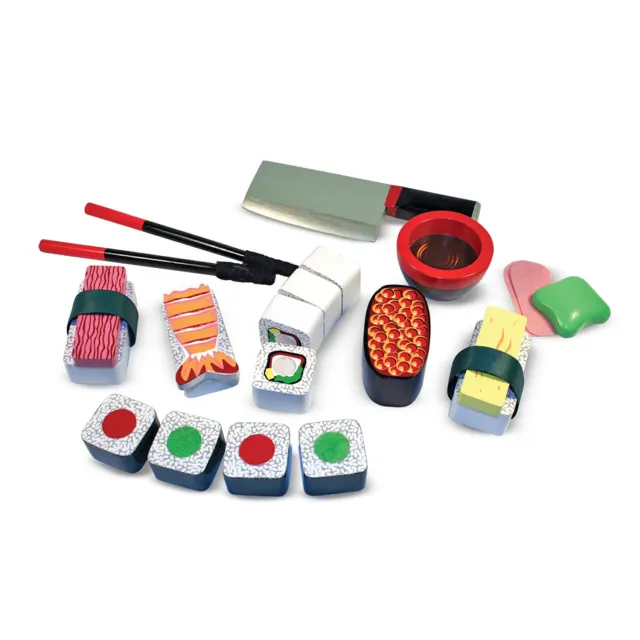 Melissa & Doug Sushi Slicing Spielset 24-teilig Holz Klett
