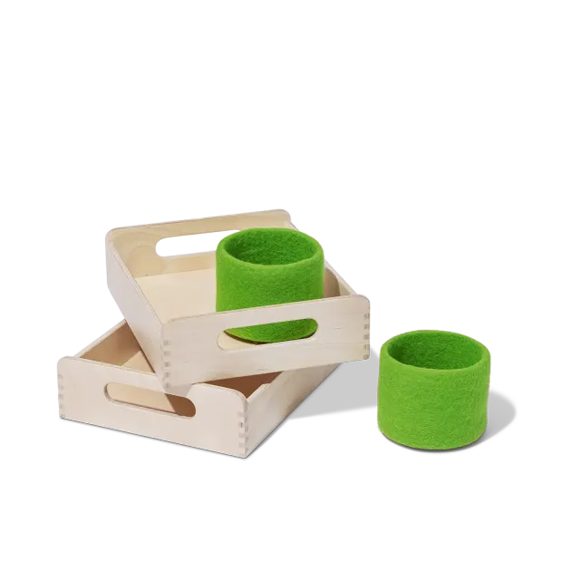 Lovevery Wooden Trays Filzkörbe Aufbewahrungsset Holz
