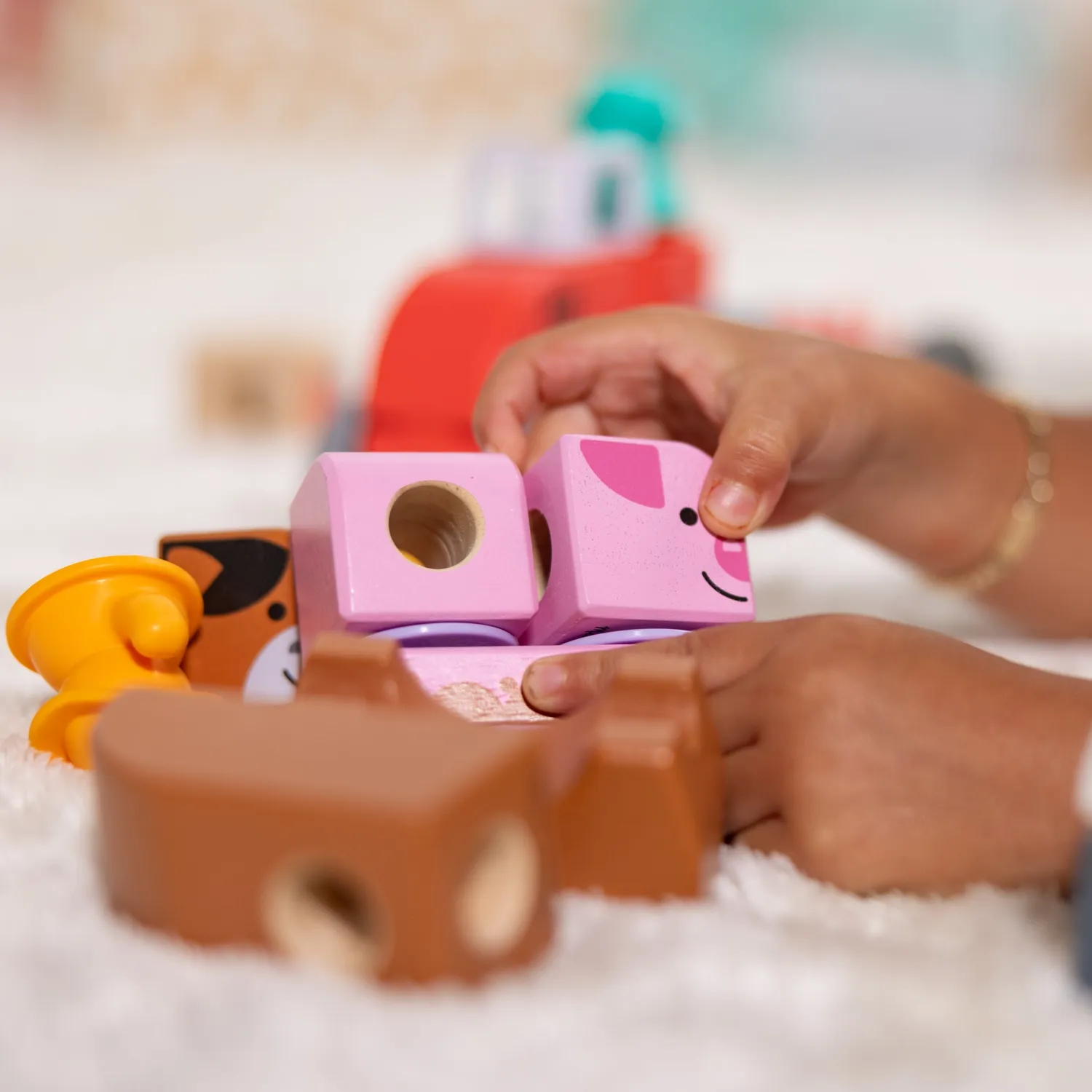 Melissa & Doug Blockables Farm and Farm Friends Steckbausteine 2er-Set Holz
