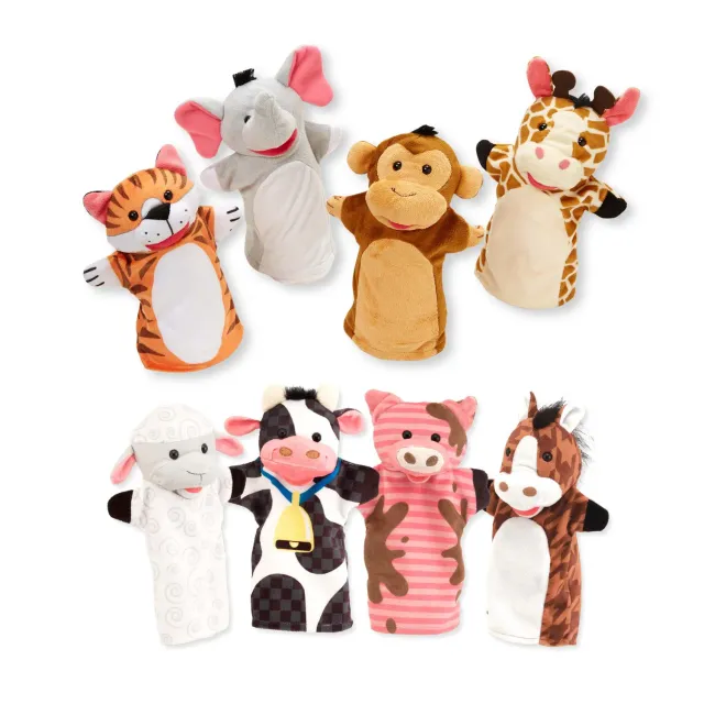 Melissa & Doug Farm Zoo Friends Handpuppen 8er Set Stoff