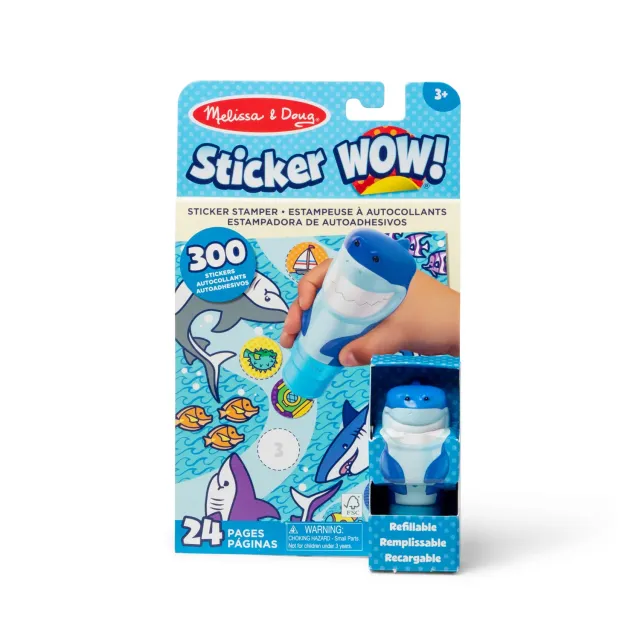 Melissa & Doug Sticker WOW Shark Stickerheft mit Stamper