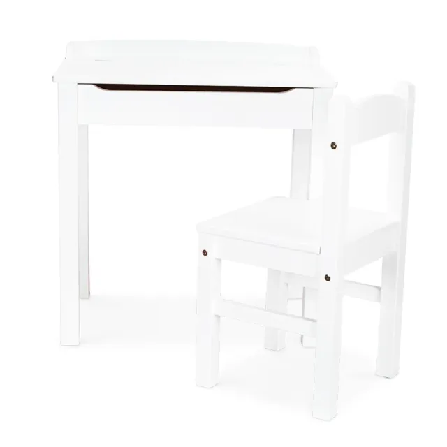 Melissa and Doug Lift-Top Kinderschreibtisch mit Stuhl Weiß mit Stauraum