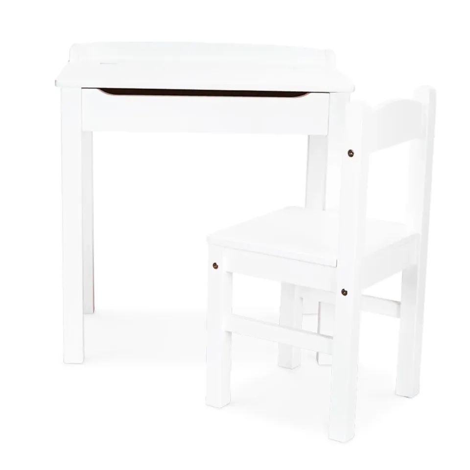Melissa and Doug Lift-Top Kinderschreibtisch mit Stuhl Weiß mit Stauraum