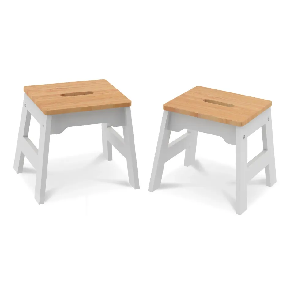 Melissa & Doug Holzhocker 2er-Set weiß Kinder 28cm