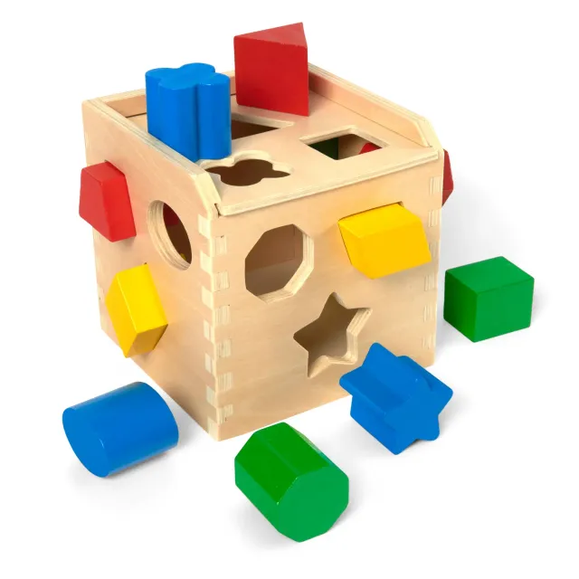 Melissa & Doug Shape-Sorting Formenwürfel Holz 12 Formen