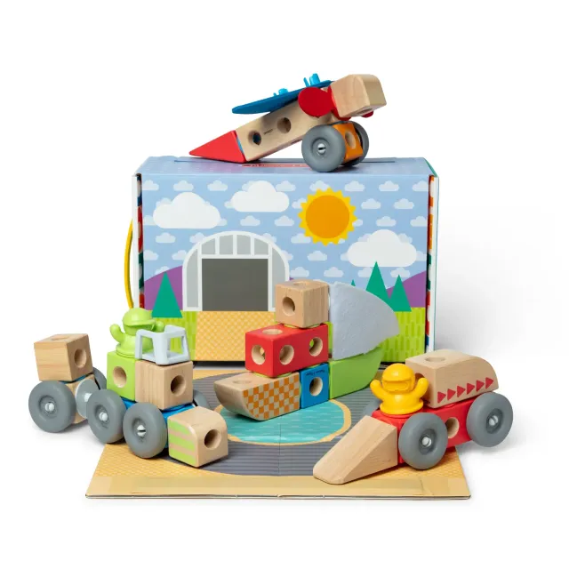 Melissa & Doug Blockables Fahrzeuge Bausteine Holzset