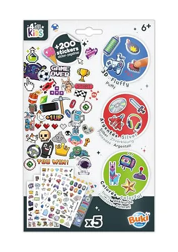Buki France FK019 Gaming Aufkleber Set 200 Stück silber